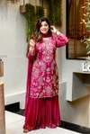 Jf 027 Heavy Faux Georgette With Embroidery Work Sharara Suits